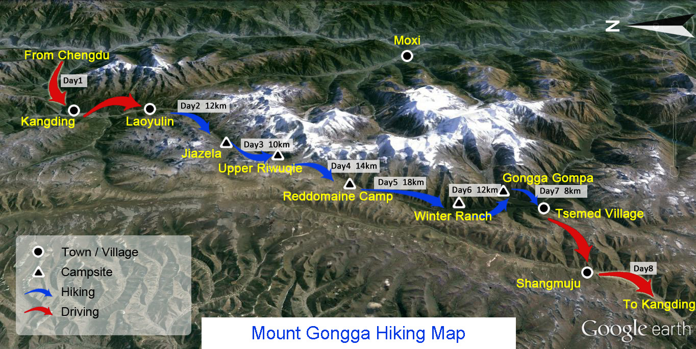 Mount Gongga Hiking Map